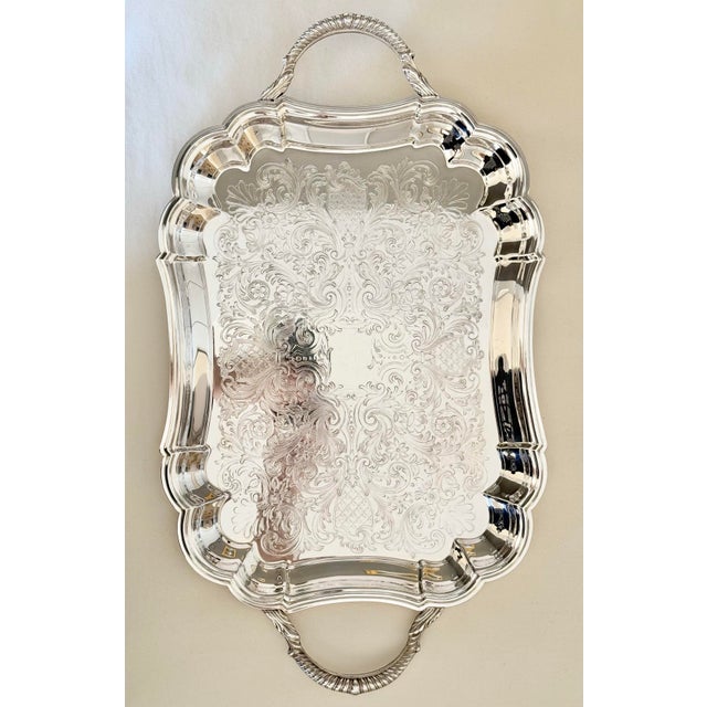 Traditional Vintage Silver Plated Holiday Serving Tray Viking Plate Canada For Sale - Image 3 of 8