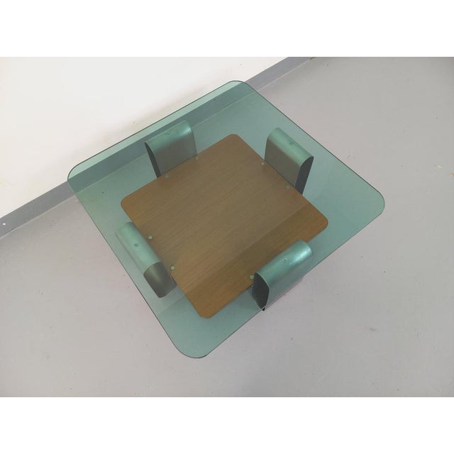 Square Coffee Table with 2 Trays in Teak & Steel, 1970s For Sale - Image 9 of 16