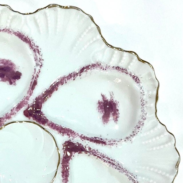 Late 19th Century Weimar Porzellan Oyster Plates - Luster and Gold Decoration - Set Four For Sale - Image 9 of 14