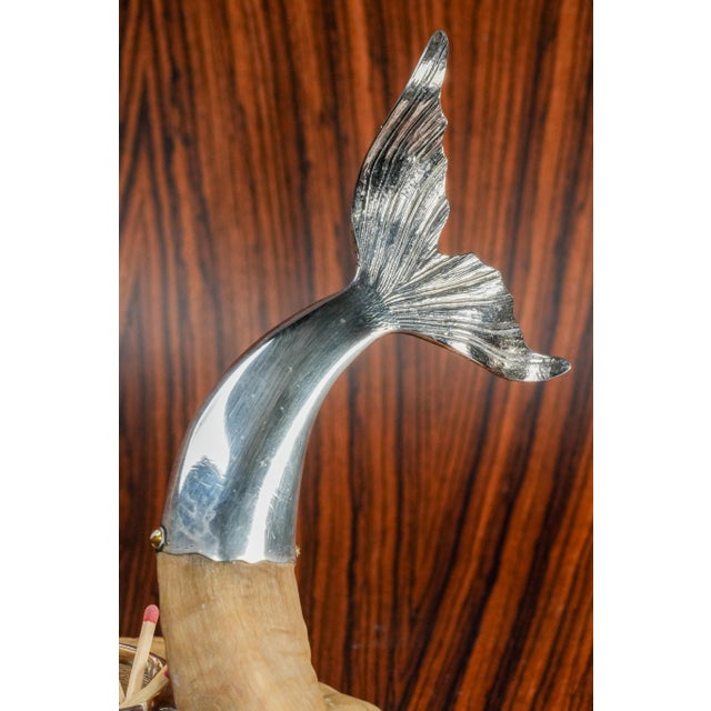 Victorian Exceptional Antique Victorian Sterling Silver Dolphin Sculpture Ram Match Striker Holder For Sale - Image 3 of 18