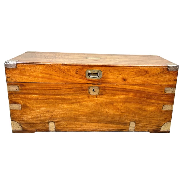 Small 19th Century Camphor Wood Campaign Trunk, 1860s For Sale - Image 12 of 13