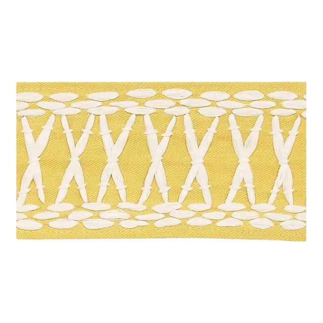 Schumacher X Mary McDonald Tikki Tape Trim in Yellow For Sale