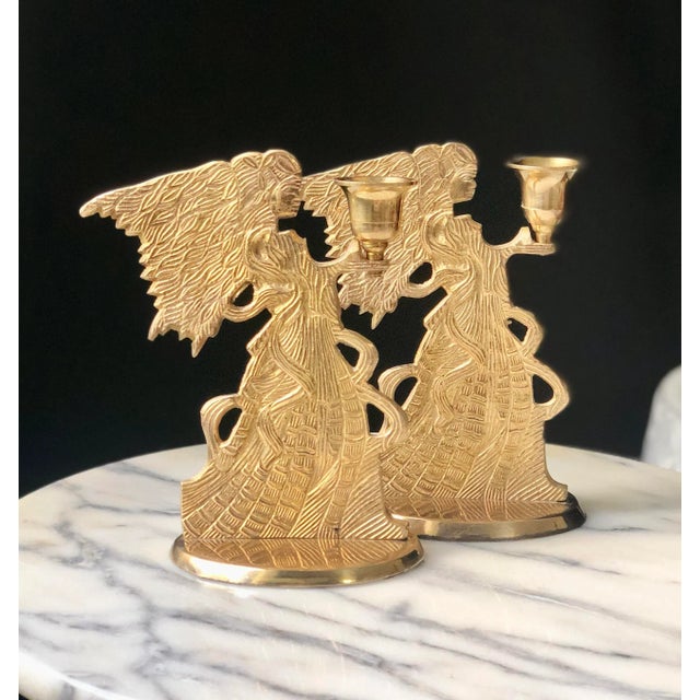 Vintage Figural Brass Angel Candlesticks a Pair Chairish