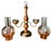 Wood Vintage Brass and Wood Candelabra With Two Hurricane Glass Shades For Sale - Image 7 of 18