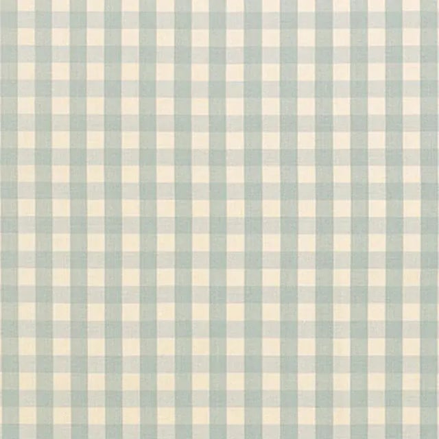 Sample - Schumacher Elton Cotton Check Fabric in Aqua For Sale