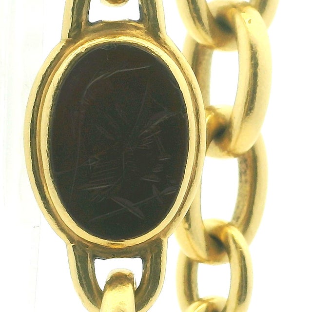 1990s Vahe Naltchayan 18k Gold Onyx and Carnelian Intaglio Bracelet For Sale - Image 18 of 18
