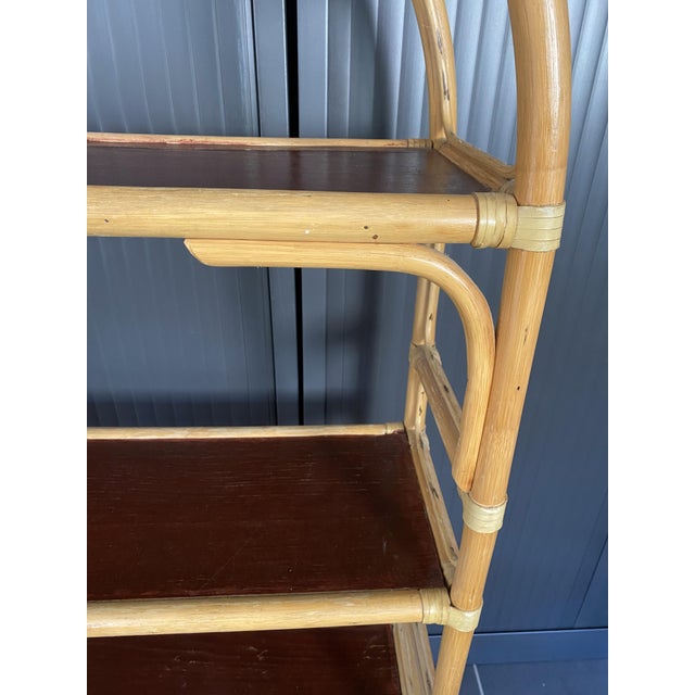 Vintage Leather and Rattan Bookcase, 1970s For Sale - Image 10 of 18