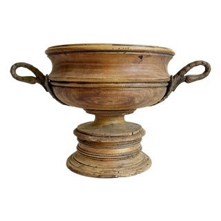 Italian Neoclassical Wood Tazza With Bronze Swan Handles, Early 20th Century For Sale