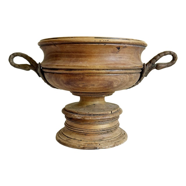 Italian Neoclassical Wood Tazza With Bronze Swan Handles, Early 20th Century For Sale