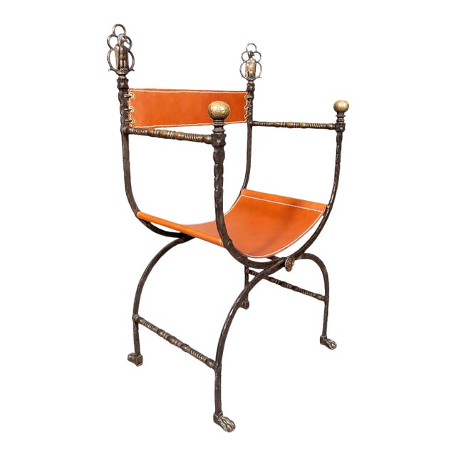 Oscar Bach Wrought Iron and Bronze Armchair For Sale