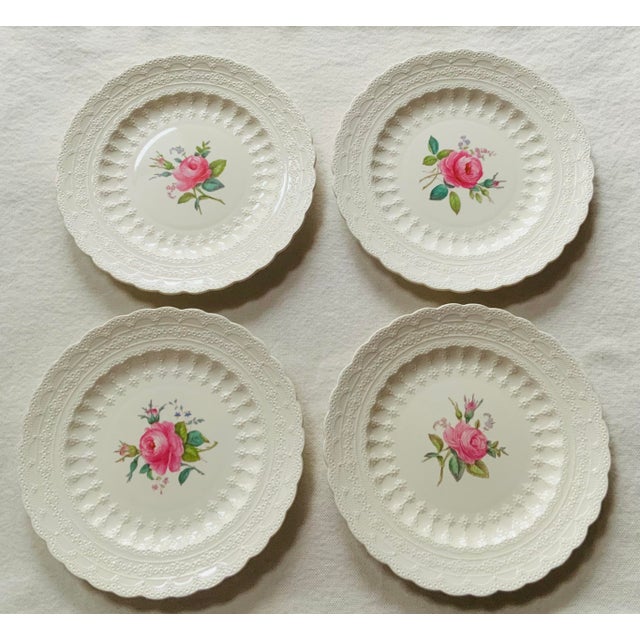 Pink Antique a Copeland Spode "Jewel" Bone China Dinner Plates, Billingsley Rose, C. 1926 - Set of 4 For Sale - Image 8 of 18