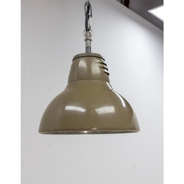 Holophane French Holophane Style Tole and Glass Pendant Lamp, 1960s For Sale - Image 4 of 7