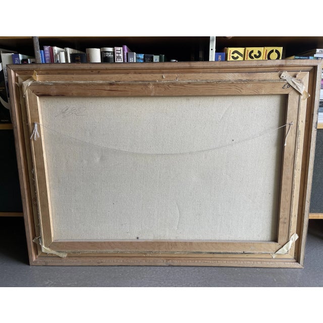 Vintage Signed Roane Sgraffito Original Biomorphic Grazing Deer Painting Framed Canvas Abstract Expressionism For Sale - Image 10 of 10