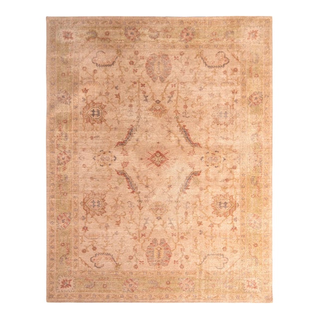 Rug & Kilim’s Traditional Floral Scroll Rug in Rose Gold, 10x14 For Sale