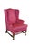 This elegant Queen Anne wingback armchair features a classic high, arched backrest flanked by sweeping wings and...