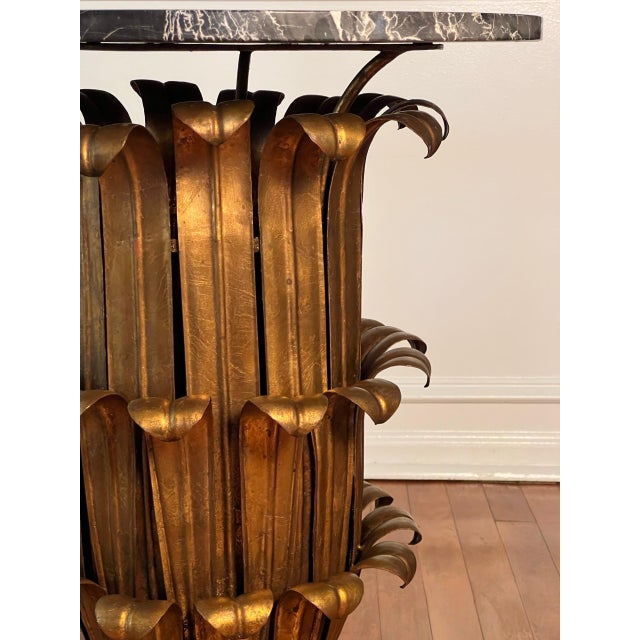 1960s Italian Gilt Metal Hollywood Regency Side, Drinks Table With Marble Top, 1960s For Sale - Image 5 of 10