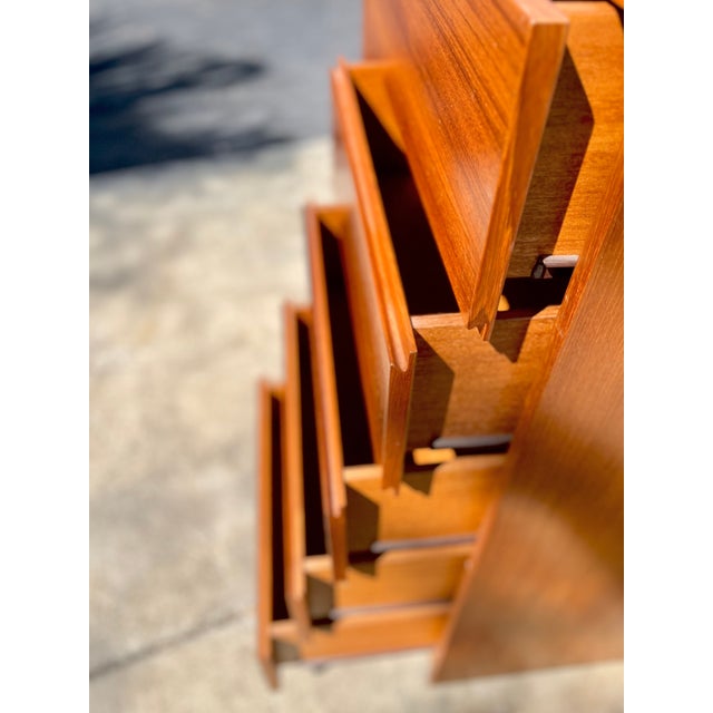 Danish Mid 20th Century Modern Teak Highboy Dresser or Gentlemen’s Chest For Sale - Image 14 of 17