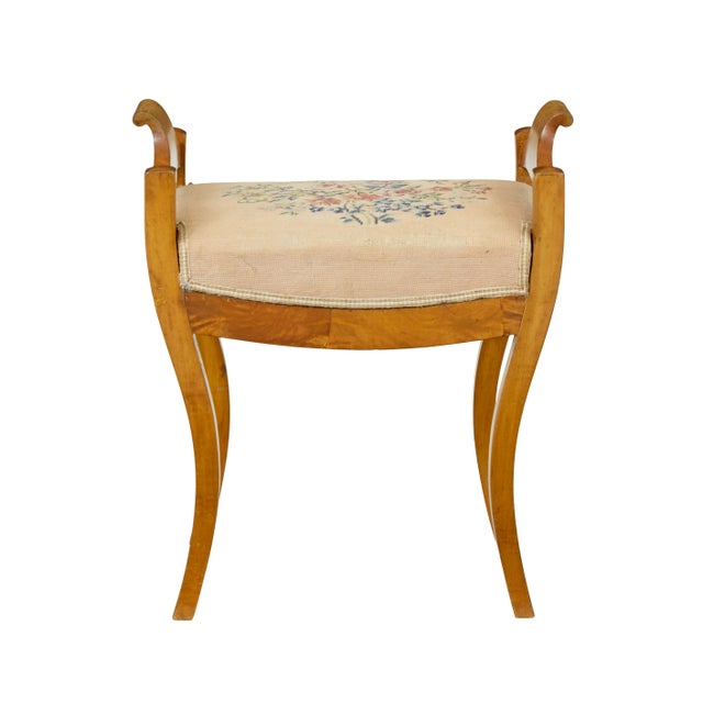 Brown Antique Swedish Birch Empire Stool, 1850 For Sale - Image 8 of 9