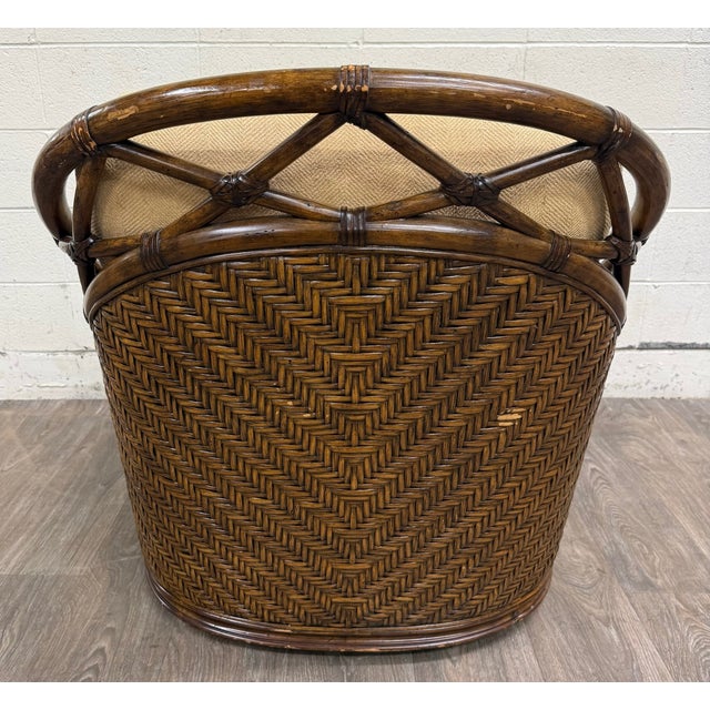 Lexington Tommy Bahama Bali Hai Collection Diamond Cove Rattan Swivel Chair For Sale - Image 9 of 10