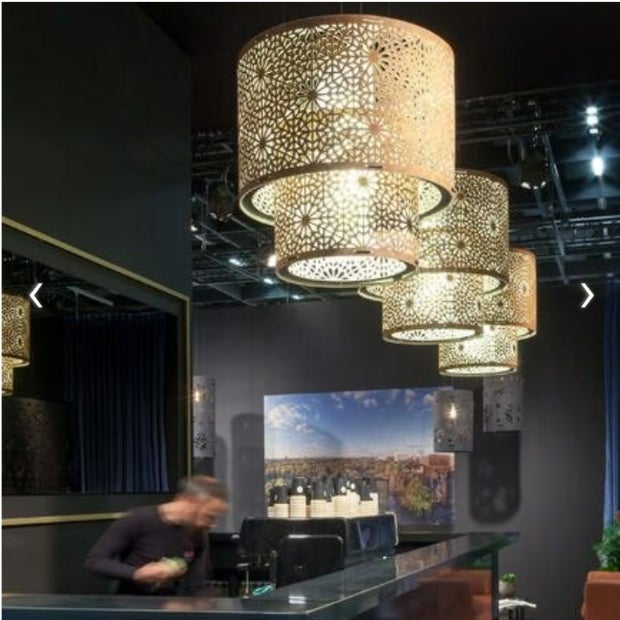Gorgeous and completely unique - BuzziSpace designer chandelier *new in box*. Made from printed acoustical felt with a...