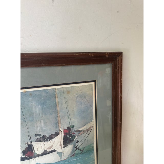 1970s Signed and Framed Seascape Painting of Boat For Sale In Atlanta - Image 6 of 10
