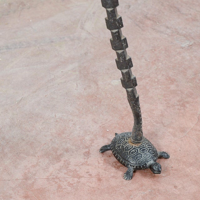Metal Perch with Turtles and Wrought Iron Grotesques For Sale - Image 4 of 9