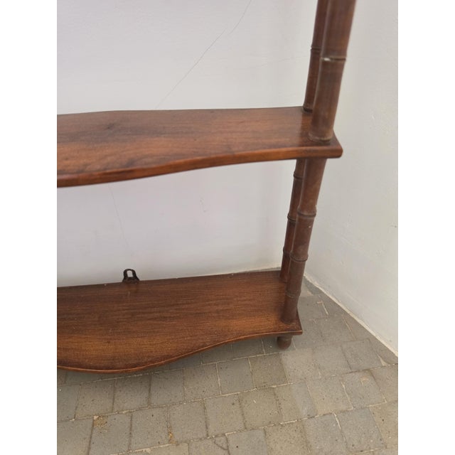 Vintage Bamboo Wall Shelf Faux Bamboo Étagère Hollywood Regency Wall Display Shelf Chinoiserie Cottage Bookcase Decor For Sale - Image 9 of 11