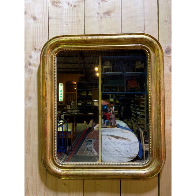 19th Century Louis XVI Stuccoed Wood Gilded with Gold Leaf Wall Mirror For Sale - Image 3 of 7
