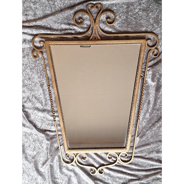 Vintage Wall Mirror with Gold-Painted Wrought Iron Frame, 1960s For Sale - Image 4 of 5