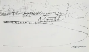 Jack Freeman Bay Area Coastal Scene in Ink, 1976 1976