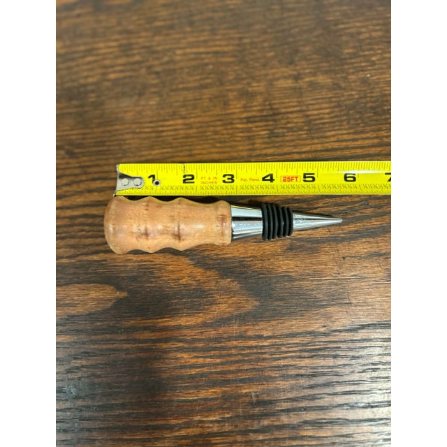 1980s Wood Turned Wine Bottle Stopper For Sale - Image 4 of 6