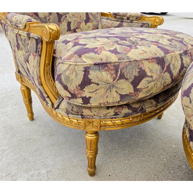 Dm D & D Building Nyc French Louis XVI Style Giltwood Oversized Bergère Armchairs For Sale - Image 4 of 15