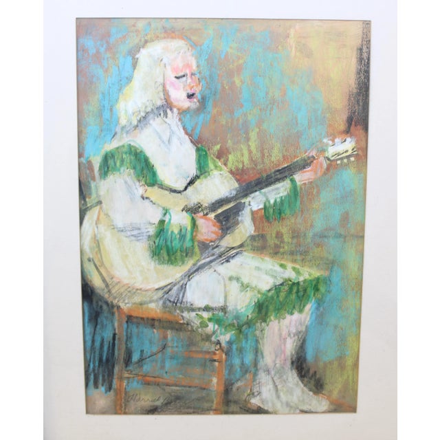 1950s Framed Portrait French Inspired Drawing "The White Headed Girl" For Sale - Image 5 of 8