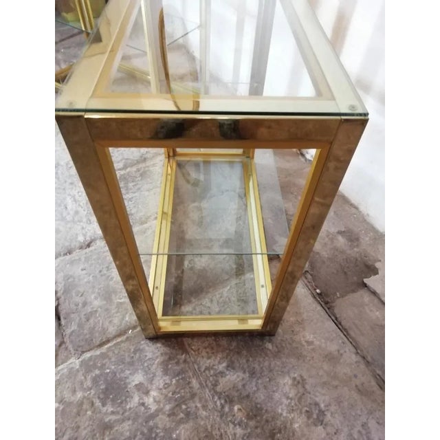 Goldenrod Italian Side Tables in Glass and Brass by Renato Zevi, 1960s, Set of 2 For Sale - Image 8 of 12