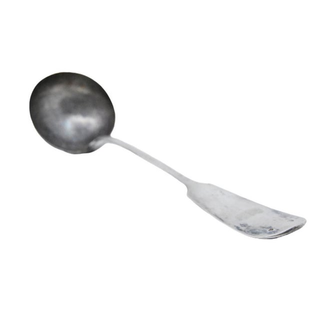 Plain Silver Soup Ladle with Scalloped Handle For Sale - Image 6 of 6