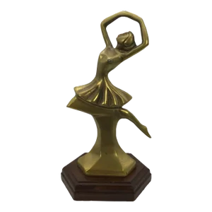 Brass Ballet Trophy Vintage 1990s Brass Ballet Dancer Figurine on Wood Base
