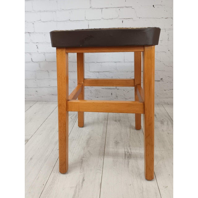 Vintage Stool English Maid Stools with Wooden Tartan Seat, 1960s, Set of 3 For Sale - Image 6 of 15