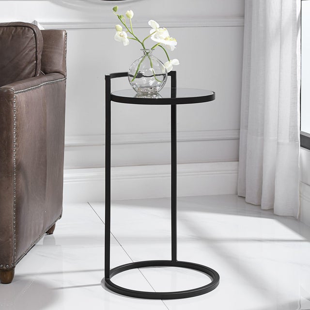 Kenneth Ludwig Chicago Iron & Mirror Round Accent Table For Sale - Image 4 of 8