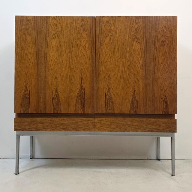 Brown Mid-Century B60 Highboard in Rosewood and Chrome by Dieter Waeckerlin for Behr, 1970s For Sale - Image 8 of 9