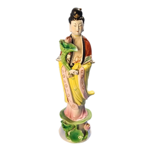 Vintage Chinese Statue Beautifully Detailed Figurine Hand-Painted Porcelain