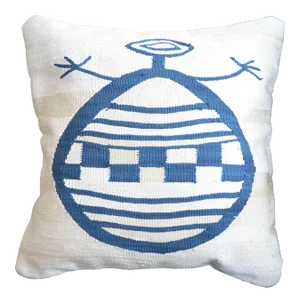 Hand Woven Silk Pillow Cover African Illustration Style Throw Pillow - 16″ X 16″