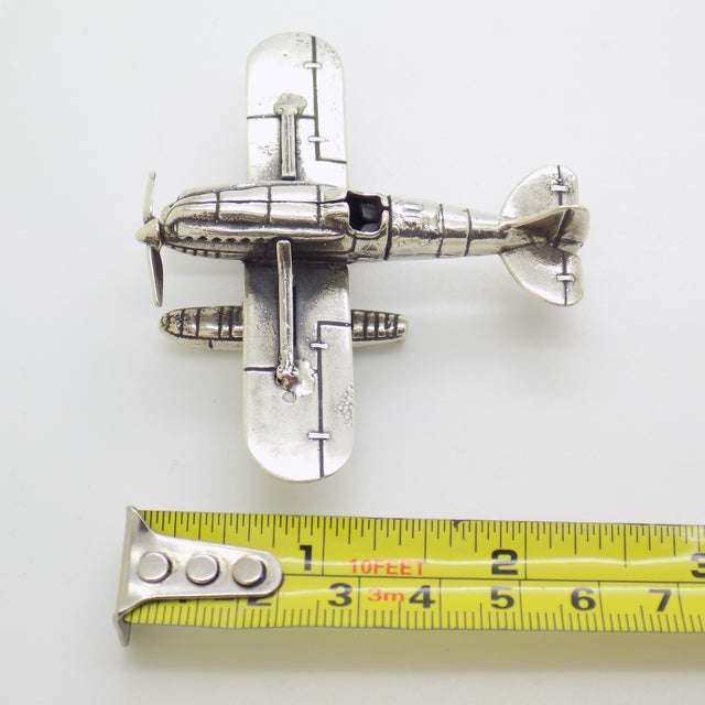 Vintage Italian Handmade Genuine Silver Seaplane Floatplane Figurine Miniature Sculpture, 1970s For Sale - Image 15 of 16