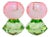 Danish Faceted Crystal Candle Holder Green & Pink Pair For Sale