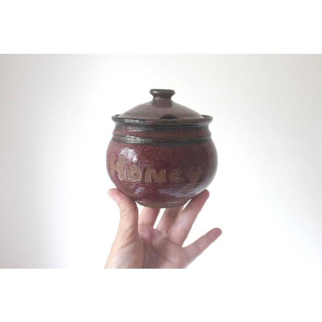 Ceramic Vintage Studio Pottery Lidded Honey Pot Jar Container Signed For Sale - Image 7 of 8