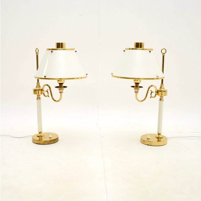 Mid-Century Modern Vintage Swedish Brass and Tole Table Lamps from Boréns, 1970s, Set of 2 For Sale - Image 3 of 11