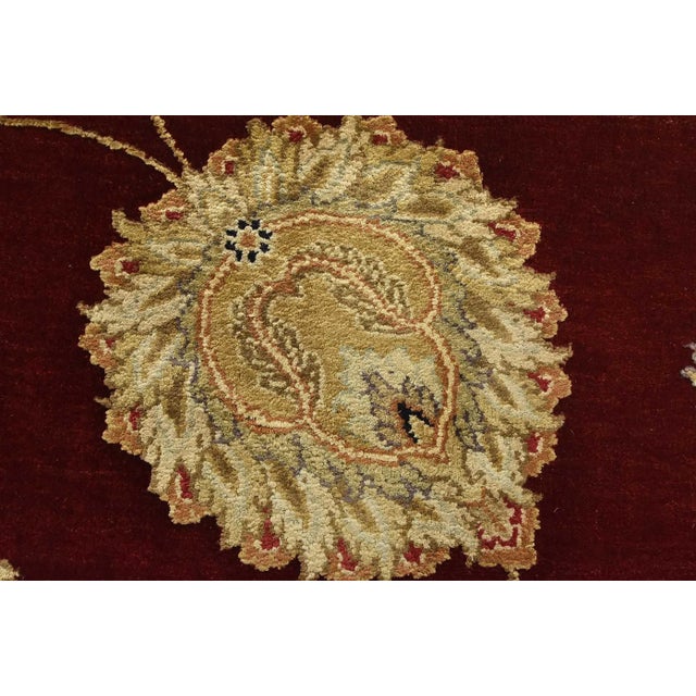 Agra Rug 9’1” X 12’3” Red Wool/Silk Traditional Hand-Knotted Oriental Carpet For Sale - Image 4 of 12