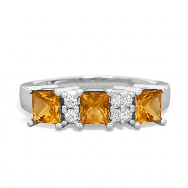 Contemporary Citrine Cubic Zirconia Engaement Ring, Bridal Promise Gemstone Ring Us 7 For Sale - Image 3 of 4