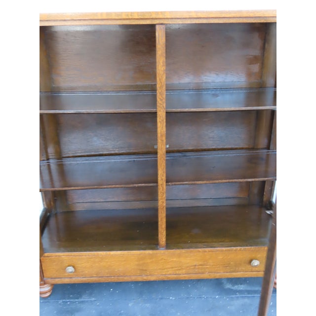 Peck and Hills Furniture Tiger Oak China Cabinet Bookcase Cupboard 6569 For Sale - Image 12 of 18