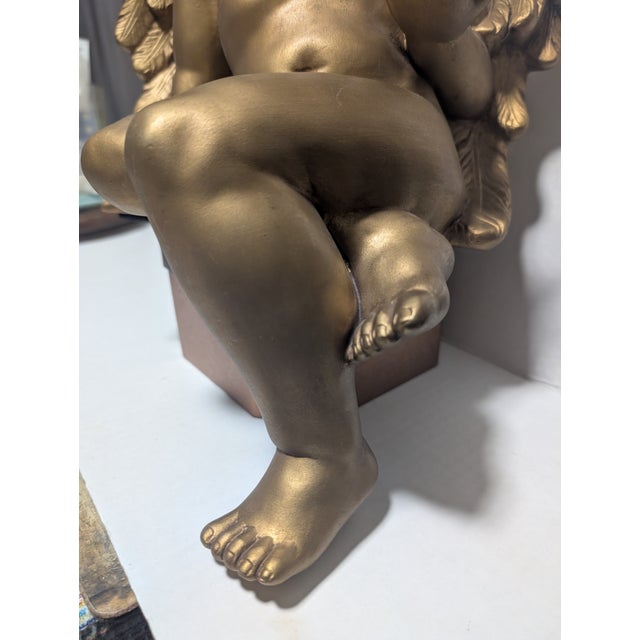 Mid 20th Century French Putti Cherub Angel Sculpture Sitter For Sale - Image 5 of 17