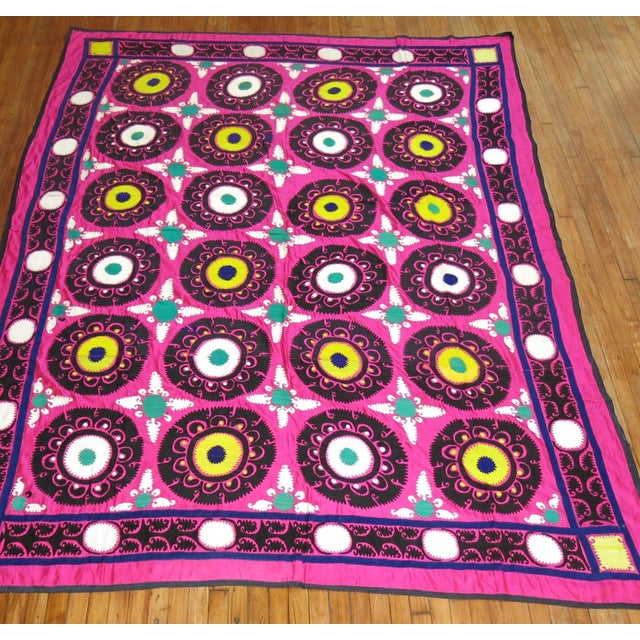 One of a kind, late 20th century hand-embroidered suzanni from uzbekistan Professionally Washed & personally vetted. Ready...